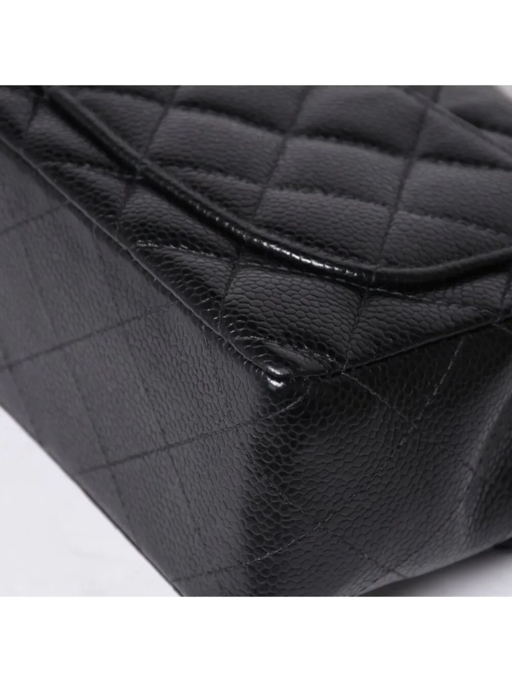 Chanel Mini Quilted Chain Shoulder Bag Caviar Leather Gold Black